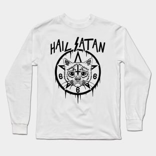 HAIL SATAN - EVIL CAT - SATANIC CAT - FUNNY CAT Long Sleeve T-Shirt